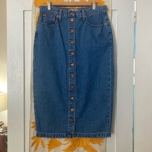 madewell denim midi skirt